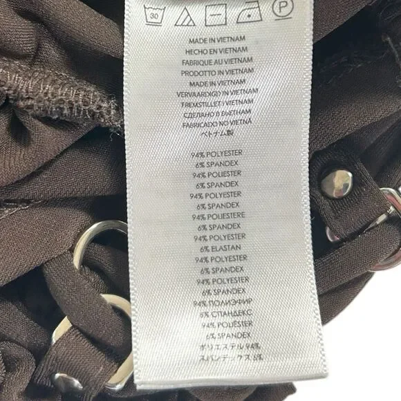 Michael Michael Kors XS Brown Ruched Lace-Up Grommet Bodycon Mini Dress - Picture 9 of 9